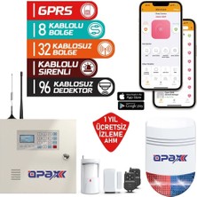 OPAX-2646 Bgr-10 Kablolu Sirenli Akülü Gprs/gsm Ev ve Işyeri Alarm Seti