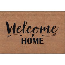 Türkeli Kapı Önü Paspası Kaymaz Ağır Tabanlı Welcome Home Desen Dekoratif , Kolay Temizlenir (45X70 Cm) Kod T9