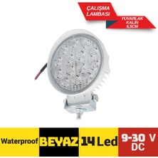 Replax Off Road Sis Farı Çalışma Lambası Beyaz Kalın Kasa 14 LED Yuvarlak Su Geçirmez Sis Lambası Br