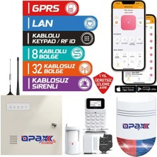 OPAX-2747+BGR-09+AKÜ Gprs&lan Alarm Paneli Bgr-09 Kablosuz Sirenli Full Set