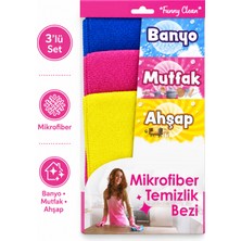 Güzelyüz Avm 3’lü 30X30 Mikrofiber Temizlik Bezi Seti Banyo Mutfak Ahşap Genel Temizlik Bez
