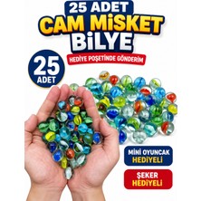 Emrah Gültekin 25 Adet Cam Misket Bilye Renkli Koleksiyon ve Oyun Bilyesi Hediye Poşetinde Mini Oyuncak Hediyeli
