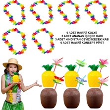 Herşey Trend Tropikal Hawaii Parti Malzemeleri – Kolye, Pipet, Bardak Seti