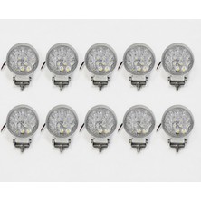 Replax 10 Adet Off Road Sis Farı Çalışma Lambası Beyaz Kalın Kasa 14 LED Yuvarlak Su Geçirmez Sis Lambası SD335