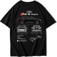 Brz Collection Unisex Oversize Rs6 Audi Rs6 T-Shirt Siyah