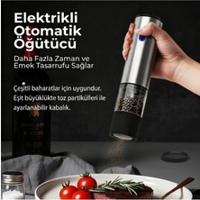 Vayomy Şarjlı Otomatik Baharat Öğütücü Değirmen - 5 Kademe Ayarlı Seramik Tuz Karabiber Değirmeni
