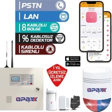 OPAX-2545LAN Bgr-10 Kablolu Sirenli Akülü Lan/pstn Ev ve Işyeri Alarm Seti