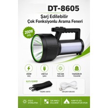 Güzelyüz Avm 5 Modlu Fonksiyonlu 200W Şarjlı El Feneri Ultra Güçlü DT-8605
