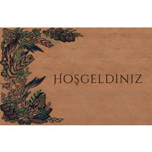 Türkeli Kapı Önü Paspası Kaymaz Ağır Tabanlı Kenar Botanik Desenli Hoş Geldiniz Dekoratif , Kolay Temizlenir (45X70 Cm) Kod T10