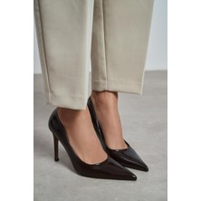 Nişantaşı Shoes Lunara Kahve Rugan Sivri Burun Kadın Stiletto