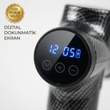 Zabinza Karbon Tasarım Profesyonel 30 Kademeli Dijital Ekranlı Şarjlı Masaj Tabancası ve 6 Başlıklı Çantalı Set