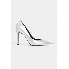 Nişantaşı Shoes Lunara Gümüş Rugan Sivri Burun Kadın Stiletto