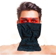 Herşey Trend Baf Bandana Çoklu Kafatası Mavi Siyah Maske