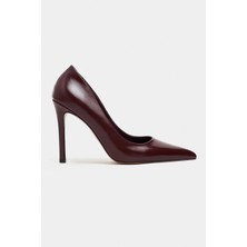 Nişantaşı Shoes Lunara Bordo Rustik Desenli Sivri Burun Kadın Stiletto