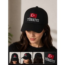 Gülümser Shop Türk Bayrağı Siyah Nakışlı Unisex Şapka
