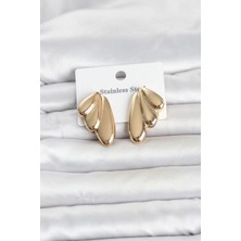 Kuhi Mey Ithalat® 316L Çelik Gold Renk Vintage Kadın Küpe