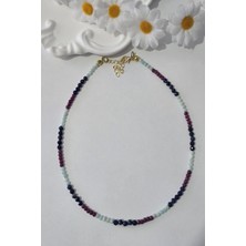 c-bhadu naturel Sertifikalı Amazonit, Yakut, Lapis Lazuli Doğaltaş Kolye