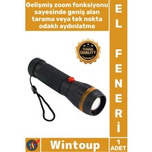 Wintoup #elfeneri Güçlü Aydınlatma Sağlayan Dayanıklı Ergonomik Kompakt Plastik Zoomlu Pilli Şık El Feneri