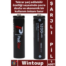 Wintoup #şarjlıpil El Feneri Lazer Güçlü Lityum 37 V 1200 Mah Şarj Edilebilir 18650 Turbo Li-Ion Şarjlı Pil