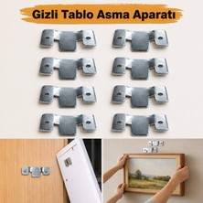 Badem10 Gizli Tablo Asma Askısı 8 Adet Metal Duvar Tipi Güçlü Taşıma Kapasiteli Tablo Çerçeve Askı Aparatı