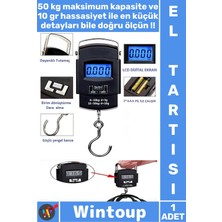Wintoup #tartı Hassas Işıklı LCD Ekranlı Elektronik Dijital El Kantarı 50 kg Terazi Tartı 10 gr Hassasiyet