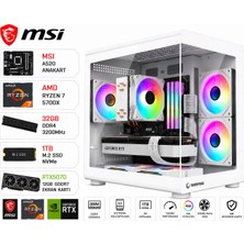 Apphirex Rosa X74 Ryzen 7 5700X 32GB Ram 1tb M2 SSD RTX5070 12GB Beyaz Masaüstü Oyuncu Bilgisayarı Hazır Sistem