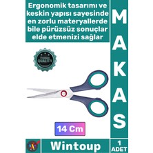 Wintoup #makas Çelik Ağızlı Plastik Saplı Keskin Ofis Okul Ev Kumaş Dikiş Kağıt Kesme Hobi Şık Makas 14 cm