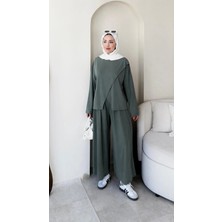 Miraydin Butik Kadın Simetrik Pantolonlu Takım M2633 - Koyu Yeşil