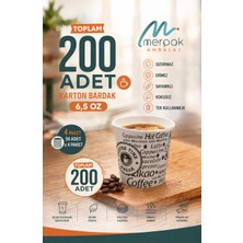 Merpak Ambalaj Karton Bardak 6,5 Oz 200'LÜ Sızdırmaz Erimez Dayanıklı Kağıt Bardak Kullan At Bardak