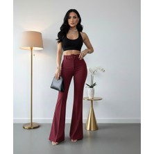 Sorvella Wear Kadın Ithal Doubleface Ispanyol Paça Kumaş Pantolon Kemerli Çekme Solma Yapmaz