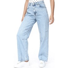 Hakke Yüksek Bel Bol Kesim Jean Pantolon