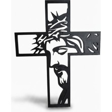 Demirhan3D ✨ Jesus Wall Art ✝️ Siyah 3D Dekoratif Duvar Tablosu | Pla Doğa Dostu Malzeme | Modern Ev, Ofis ve Hediye Dekoru | 18X14 cm