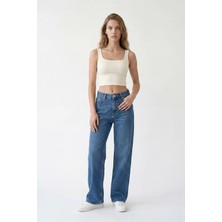 Hakke Modern Kesim Bol Paça Kadın Jean Pantolon