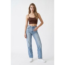 Hakke Modern Kesim Bol Paça Kadın Jean Pantolon