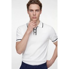 Hakke Minimal Kontrast Biyeli Erkek Polo Yaka T-Shirt