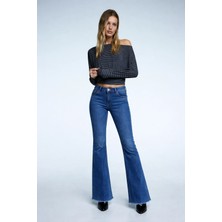 Hakke Paça Kesik Ispanyol Jean Pantolon