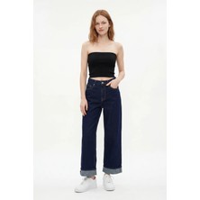 Hakke Katlamalı Denim Pantolon