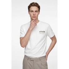 Hakke Bisiklet Yaka Yazı Baskılı Erkek T-Shirt
