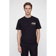 Hakke Bisiklet Yaka Yazı Baskılı Erkek T-Shirt