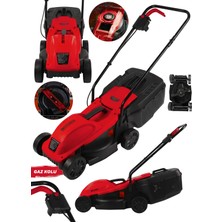 Steiner 1200W Elektrikli Bakır Sargılı Tekerlekli Çim Biçme Makinesi Kırmızı 30 Litre Toplama Torbalı