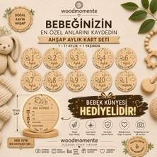 Wood Momente Woodmomente Ahşap Bebek Aylık Kartı 8’li Set 4mm Kayın
