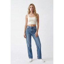 Hakke Yüksek Bel Wide Leg Jean Pantolon