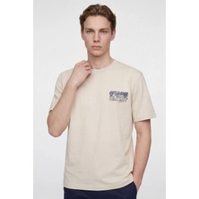Hakke Bisiklet Yaka Yazı Baskılı Erkek T-Shirt