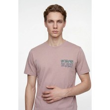 Hakke Bisiklet Yaka Yazı Baskılı Erkek T-Shirt