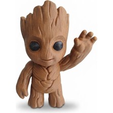 Demirhan3D 🌱 Baby Groot Figürü 🤎 Kahverengi Dekoratif 3D Figür | Sevimli Masa ve Raf Süsü | Pla Doğa Dostu Malzeme | 12 cm
