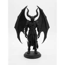 Demirhan3D 🖤👹 Demonic Gargoyle Warrior Kanatlı Figür | Siyah 3D Dekoratif Heykel | Pla Doğa Dostu Malzeme | Gotik Masa ve Raf Süsü