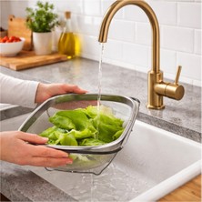 Empressco Paslanmaz Çelik Dikdörtgen Süzgeç 34X23 Cm, Dayanıklı ve Kullanışlı Tasarım