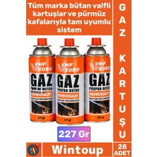 Wintoup #gazkartuş Premium Pürmüz Uyumlu Güvenli Butan Propan Kamp Ocak Gazı Valfli Kartuş 227 Gram 28 Adet
