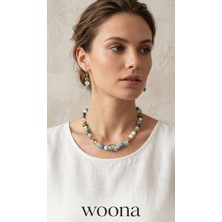 Woona Çakra Dengeliyici - Apatit & Selenit & Akik & Lapislazuli & Prehnit & Aytaşı & Kaplangözü & Akuamarin & Kalsit & Florit & Kanadayeşimi & Sitrin&havlit El Yapımı Özel Tasarım Premium Doğaltaş Takı Seti