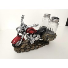 Meya Design Polyester Kırmızı Motosiklet Figürlü Tuzluk Biberlik Seti 11X18 cm